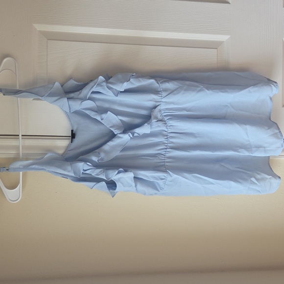 Torrid Tank Top Size 2/2X Peplum Georgette Ruffle NWOT Skyway Light Blue - Picture 4 of 8